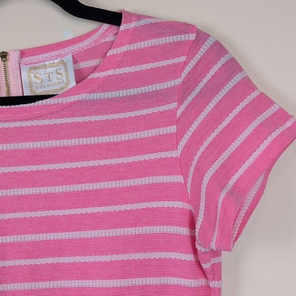 STS Sail to Sable Pink & White Striped Short Sleeve Dress Size Small - Picture 3 of 11